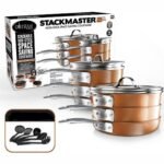 Gotham Steel Stackable Cookware Set 15 Pc Space Saving Nonstick Cookware Set Pots and Pans Set