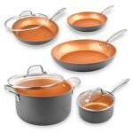 Gotham Steel Pro 8 Piece Hard Anodized Nonstick Pots and Pans Set Ceramic Cookware Set Oven Dishwasher Safe Copper