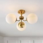 23.5" LED 3-Light Olivier Iron/Frosted Glass Pendant Gold/White - JONATHAN Y - Image 2