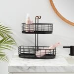 2 Tier Divided Wire Basket with Wood Handle Black - Brightroom - Image 2