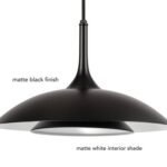 Globe Electric 14W LED Glossy Black Pendant Lighting White Interior Shade - Image 2