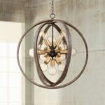 Possini Euro Design Stedman Wood Grain Orb Chandelier 25" Wide 12-Light - Image 2