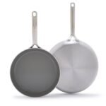 GreenPan GP5 Stainless Steel 5-PLY Healthy Ceramic Nonstick 2pc FryPan Set 10" & 12" PFAS-Free