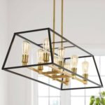 35" 8-Light Liane Farmhouse Industrial Iron Linear LED Pendant Black/Brass Gold - JONATHAN Y - Image 2