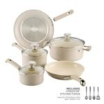 Farberware TrueCook 12pc Ceramic Plus Induction Cookware Set Taupe