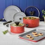 Farberware Disney Bon Voyage 7pc Ceramic Nonstick Cookware Set Red: Lifetime Warranty, Dishwasher-Safe, Gas & Electric Compatible - Image 2