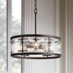 Possini Euro Design Campanelli Bronze Brass Pendant Chandelier 19" Wide Drum Waterglass 4-Light - Image 2