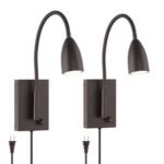 360 Lighting Lido Adjustable Gooseneck Bronze Plug-In Wall Reading Light Set of 2