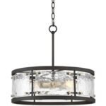 Possini Euro Design Campanelli Bronze Brass Pendant Chandelier 19" Wide Drum Waterglass 4-Light