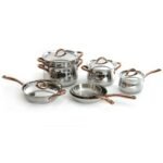 BergHOFF Ouro Gold 11Pc 18/10 Stainless Steel Cookware Set, Rose Gold Handles, Metal Lids - Image 2