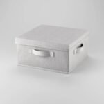 13x13x6" Fabric Bin with Lid Light Gray - Brightroom
