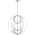 Possini Euro Design Spherical Brushed Nickel Large Chandelier 24" Wide 6-Light
