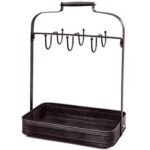 Farmhouse Coffee Mug Rack Tray Kitchen Organizer Decor Black - Image 2
