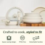 Cuisinart 13pc Clicksmart Nonstick Detachable Handle Cookware Set Tahini - Image 2