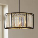 Possini Euro Design Milne Bronze Gold Drum Pendant Chandelier 20" Wide Crystal 5-Light - Image 2