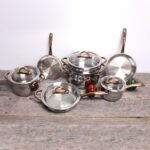 BergHOFF Ouro Gold 11Pc 18/10 Stainless Steel Cookware Set with Glass Lids - Image 2