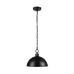 Globe Electric 1-Light Weathered Black Pendant Light Hammered Metal Gold Interior Shade
