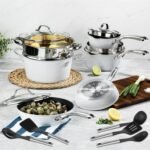 Granitestone Charleston Collection Hammered White 15-Pc Nonstick Cookware Set with Utensils - Image 2