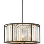Possini Euro Design Milne Bronze Gold Drum Pendant Chandelier 20" Wide Crystal 5-Light