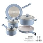 Farbeware TrueCook 12pc Ceramic Plus Induction Nonstick Cookware Set Steel Blue