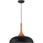 Possini Euro Design Felton Black Pendant Light 17.75" Wide Mid Century Modern Rounded Shade