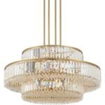 Stiffel Soft Gold Chandelier 32" Wide 3-Tier Crystal 16-Light