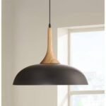 Possini Euro Design Felton Black Pendant Light 17.75" Wide Mid Century Modern Rounded Shade - Image 2