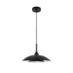 Globe Electric 14W LED Glossy Black Pendant Lighting White Interior Shade