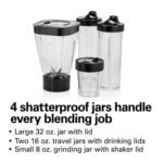 Hamilton Beach Multiblend System with 4 Shatterproof Jars Black and Stainless 52400 - Image 2