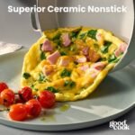 GoodCook 5pc 9.5" Frypan and 2qt Sauce Pan Ceramic Nonstick Cookware Set with 1 Removable Handle Sage Green - Image 2