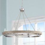 Possini Euro Design Brushed Nickel Graywood Wagon Wheel Chandelier 29.25" Wide 8-Light - Image 2
