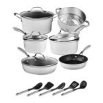 Granitestone Charleston Collection Hammered White 15-Pc Nonstick Cookware Set with Utensils