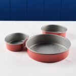 Farberware Disney Bake with Mickey Mouse 3pc Nonstick Mickey Head Cake Pan Set Red - Image 2