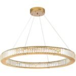 Possini Euro Design Vesta Gold Ring Pendant Light 35.5" Wide LED Crystal Glass