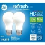 GE 2pk 75W Refresh A19 LED Light Bulbs Daylight