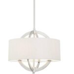 Possini Euro Design Brushed Nickel Drum Pendant Chandelier 21" Oatmeal Linen 4-Light