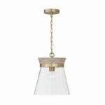 Capital Lighting Finn 1-Light Pendant in White Wash/Matte Brass