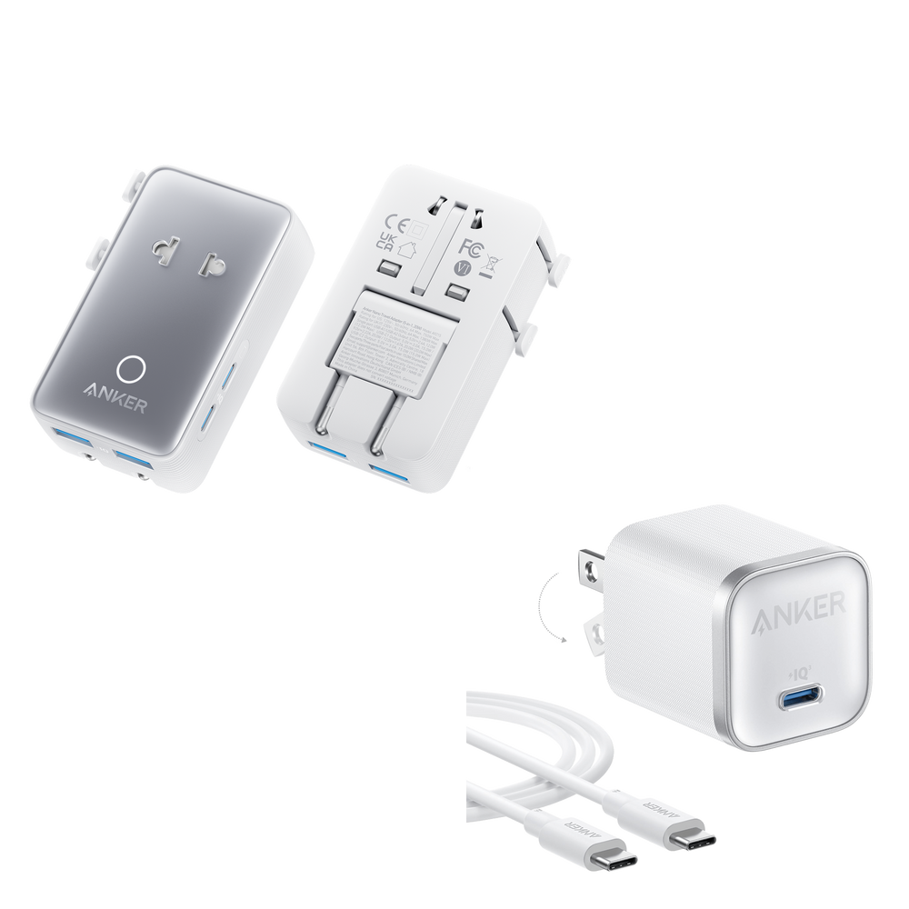 Group1_5.png Anker Nano Travel Adapter (5-in-1, 20W, 1-Pack) and Anker Nano Charger (45W) with USB-C to USB-C Cable - Image 1