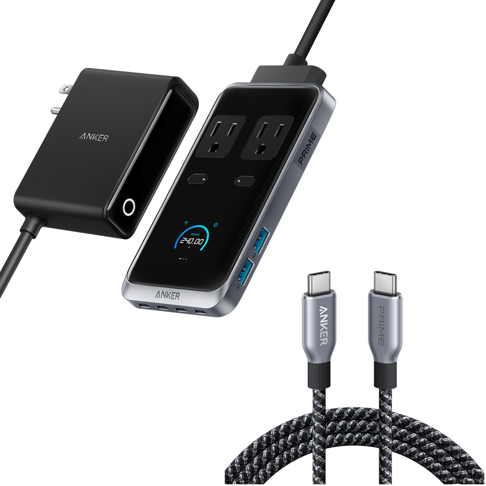 Group9_6.png Anker Prime Charging Station (8-in-1, 240W) and Anker Prime USB-C to USB-C Cable (240W, Upcycled-Braided) - Image 1