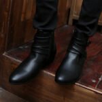 VUSUVON Fashion Men Spring Autumn Pointed Toe Height Increase Chelsea Ankle Boots Western High Top Casual Shoe PU Leather - Image 13