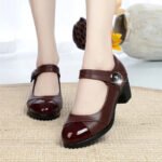 Cresfimix Women Classic Light Weight Round Toe Black Pu Leather Square Heel Pumps for Office Lady Shoes Sapatos Azuis C6446c - Image 4