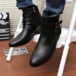 VUSUVON Fashion Men Spring Autumn Pointed Toe Height Increase Chelsea Ankle Boots Western High Top Casual Shoe PU Leather - Image 17
