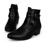 VUSUVON Fashion Men Spring Autumn Pointed Toe Height Increase Chelsea Ankle Boots Western High Top Casual Shoe PU Leather - Image 21