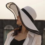 HT2504 Sun Hat Summer Anti-UV Lady Wide Brim Hat Women Solid Plain Floppy Summer Straw Hats for Women Female Mesh Brim Beach Hat