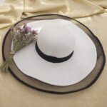 HT2504 Sun Hat Summer Anti-UV Lady Wide Brim Hat Women Solid Plain Floppy Summer Straw Hats for Women Female Mesh Brim Beach Hat - Image 4