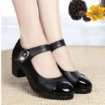 Cresfimix Women Classic Light Weight Round Toe Black Pu Leather Square Heel Pumps for Office Lady Shoes Sapatos Azuis C6446c - Image 3