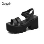 Gdgydh Black Platform Women Sandals Summer Female Shoes Woman Chunky Heel Fashion Buckle Causal Sandals Open Toe - Image 2