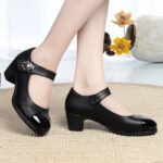 Cresfimix Women Classic Light Weight Round Toe Black Pu Leather Square Heel Pumps for Office Lady Shoes Sapatos Azuis C6446c - Image 2