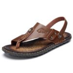 Hot Sale Men's Summer Sandals Breathable Leather Flip-Flops Slippers Men Hand-made Beach Casual Shoes Big Size 47