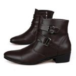 VUSUVON Fashion Men Spring Autumn Pointed Toe Height Increase Chelsea Ankle Boots Western High Top Casual Shoe PU Leather - Image 20